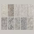 Various Textured Stone Wall Panels in Beige Gray Tones for Interior Design 3d model