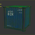 Blue Mini BOX Shipping Container With Identification Numbers And Rustic Details