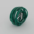 Green Twisted Coiled Circular Decorative Object With Ropes Structure Design 3d model
