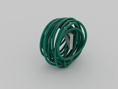 Green Twisted Coiled Circular Decorative Object With Ropes Structure Design 3d model