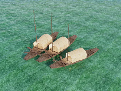 New Chinese Boat Wooden Boat Fishing Boat Landscape Boat Boat Raft Bird Canopy Boat 3d model