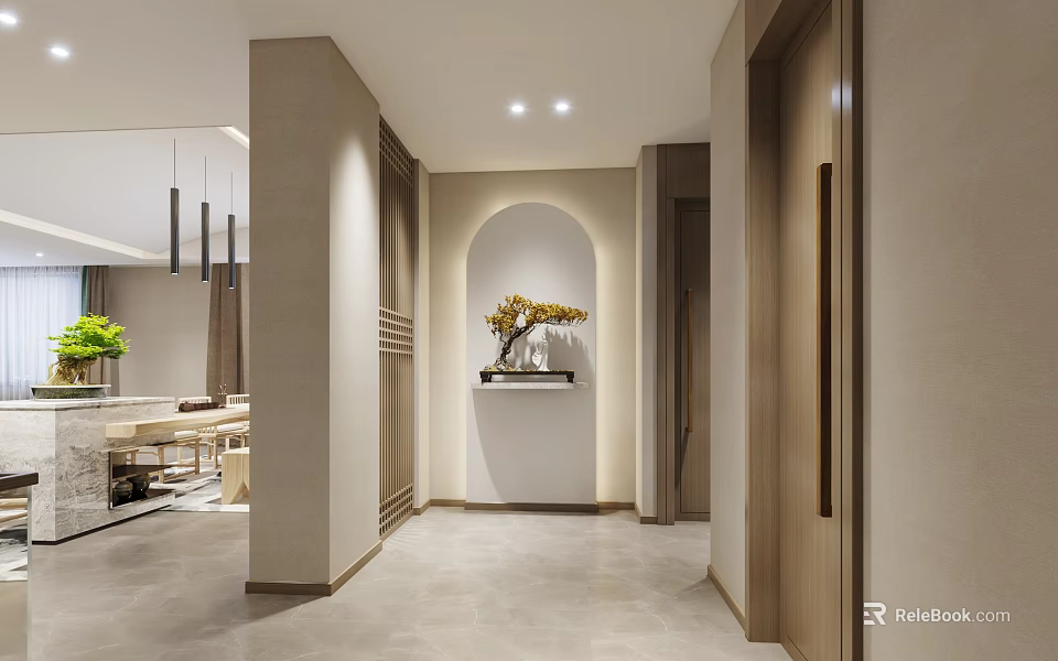 Elegant Modern Beauty Hair Salon Open Space Interior With Styling Stations And Equipment 3d model 