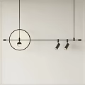 Modern Black Metal Track Pendant Light With Circular Frame And Multiple Lights 3d model