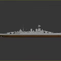 Detailed Warship Water Vehicle with Multiple Cannons and Intricate Deck Structures Design