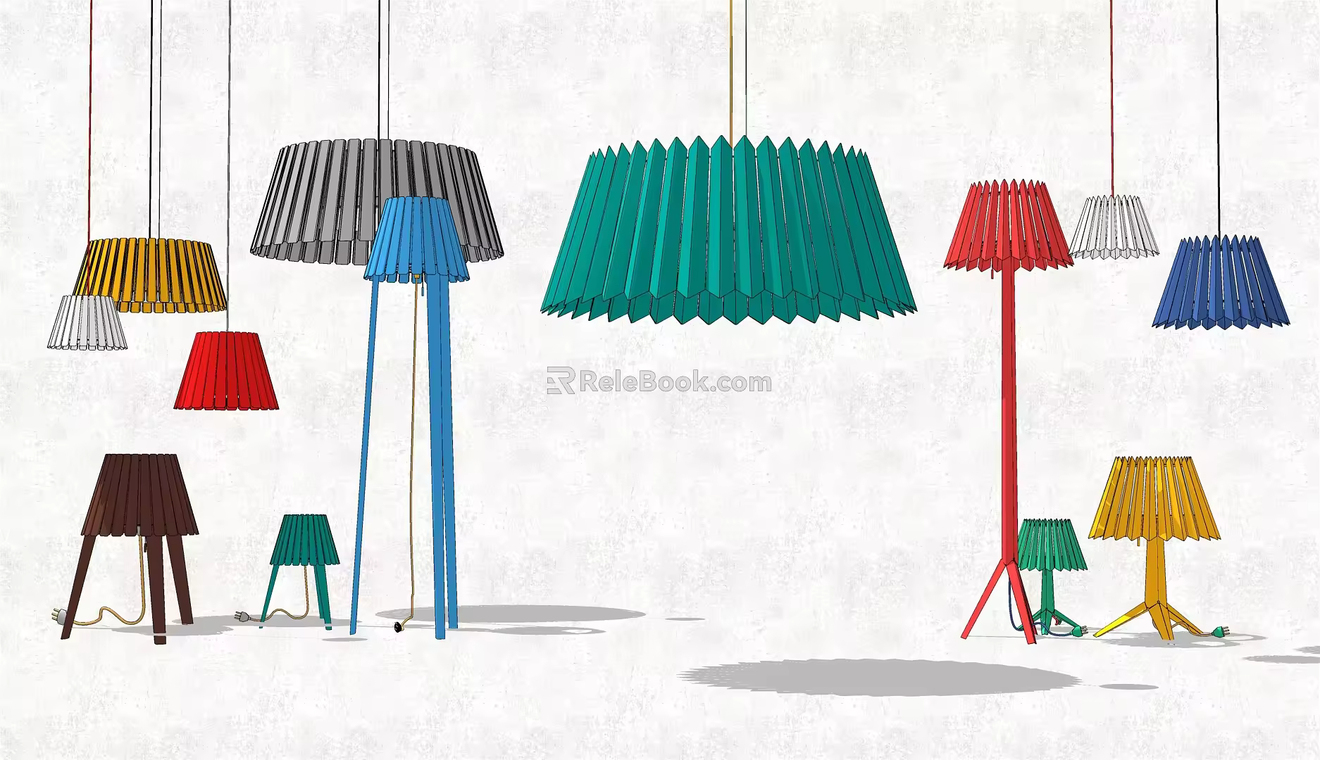 Modern lighting combination table lamp chandelier floor lamp 3d model