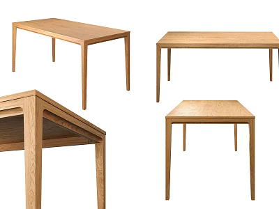 Various Oak Dining Tables With Different Shapes And Modern Leg Designs 3d model