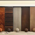 Stylish Wall Panels with Various Wooden Textures and Colors and Decorative Spheres in Sample