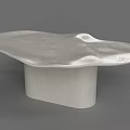 White Modern Display Shelf Featuring Unique Irregular Curved Top And Cylindrical Base 3d model