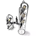 Wine Bottles And Wine Glasses On Metal Rack For Modern Home Bar Decorative