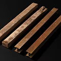 Rustic Wood and Stone Long Strips with Natural Texture and Solid Structure 3d model