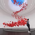 Art installation Meichen Art Paper Crane Hanging Ornament Paper Crane Paper Crane Art Red Culture National Tide Biennale Art Space Immersion Space 3d model