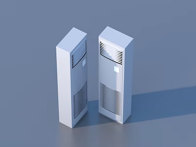 White Vertical Air Cooler Fan Modern Home Appliance Two Units Design 3d model