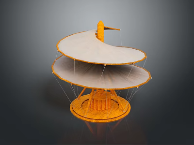 Innovative Modern Multi layered Structure With White Canopy And Orange Base 3d model