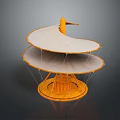 Innovative Modern Multi layered Structure With White Canopy And Orange Base