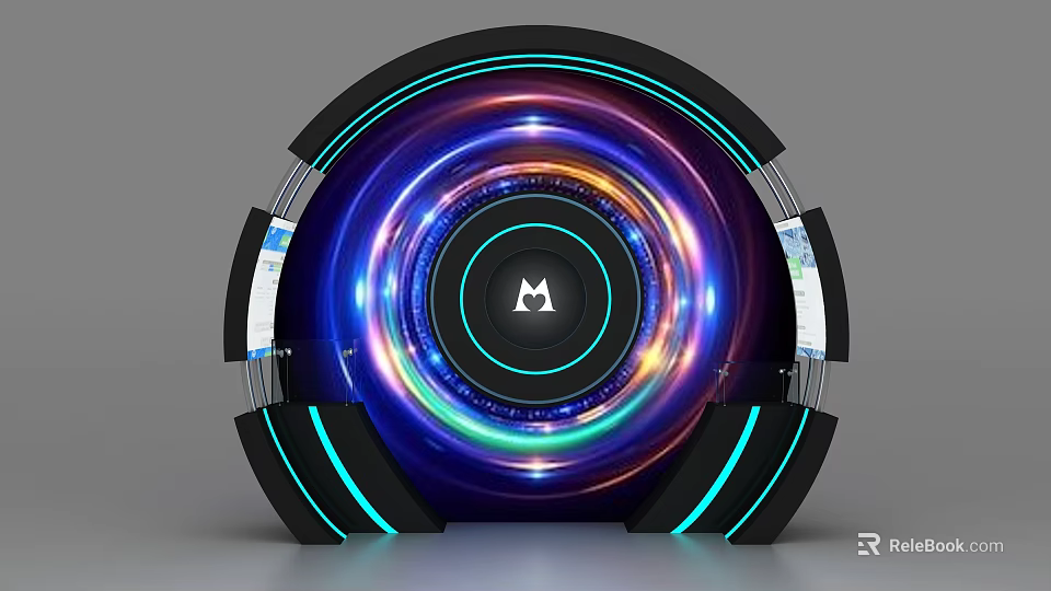 Illuminated Circular Display Shelf With Colorful Light Ring And Transparent Sections 3d model 