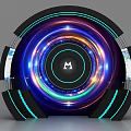 Illuminated Circular Display Shelf With Colorful Light Ring And Transparent Sections 3d model