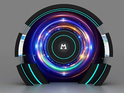 Illuminated Circular Display Shelf With Colorful Light Ring And Transparent Sections 3d model