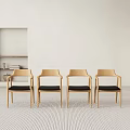 Log wind-Ji big board table dining table and chair combination 3d model