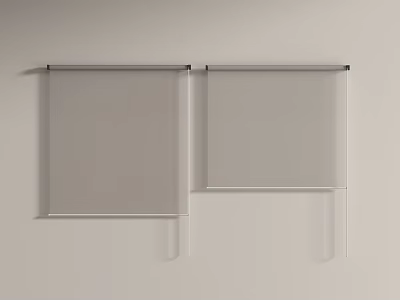 Modern Minimalist Roller Blinds Two Panel Light Filtering Mesh Wall Mounted On Neutral Wall 3d model