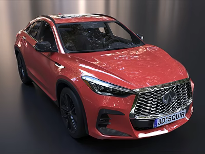 Red Modern SUV Car With Sleek Body Lines And Stylish Front Grille Design 3d model