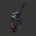 Mythical Horned Fantasy Mask With Blue Glowing Eyes And Ornate Design