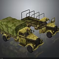 Vintage Military Truck With Camouflage Design Green And Yellow Cargo Bed And Metal Frame