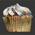 Delicious Cupcake With White Frosting And Colorful Sprinkles On Paper Liner