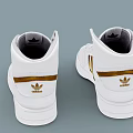 White High Top Shoes Featuring Gold Logo And Stripes For Stylish Athletic Wear