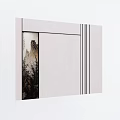Light Colored Bedroom Accent Wall With Vertical Stripe Design And Chinese Landscape Painting
