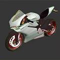 Stylish White Motorcycle with Red Wheels Black Seat and Modern Sleek Design
