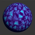 Purple And Blue Diamond Cut Polyhedral Sphere On Black Background With Glossy Reflection