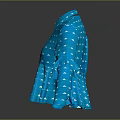 Elegant Blue Polka Dot Long Sleeve Shirt With Ruffled Cuffs And Flared Hem Design