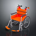 Orange Modern Wheelchair With Black Armrests White Frame And Wheels