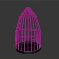 Black Metal Birdcage With Conical Shape Vertical Bars And Round Base