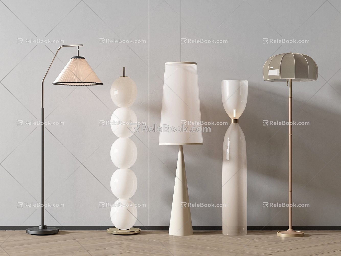 Modern Cream Style Floor Lamp Combination 3d model