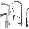 Different Modern Kitchen Faucet Designs with Flexible Hoses and Pull Down Sprayers 3d model