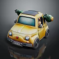 Yellow Small Toy Car With Rocket Launchers On Roof And Front License Plate