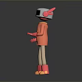 3D Cartoon Robot Character With VR Headset Pink Ears And Colorful Outfit