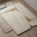 Beige Brown Gray Shaped Rugs with Plush Texture for Modern Interior Decor 3d model
