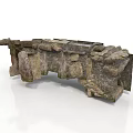 Ancient Stone Structure With Carved Details And Weathered Moss Covered Surface 3d model
