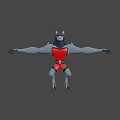 Muscular Animal Game And Movie Character In Red Outfit With Black Details And Arms Outstretched
