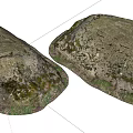 Rustic Stone and Wood Decorative Elements with Mossy Surface and Natural Textured Design 3d model