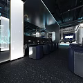 Modern Internet Cafe Interior With High Tech Lighting And Gaming Workstations Setup 3d model