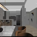 Modern Living Dining Room Interior With Light Tones Large TV Sofa And Dining Table