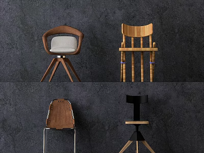 Stylish Leisure Chairs with Wooden Frames Leather Seats and Modern Design for Comfortable Home Use 3d model