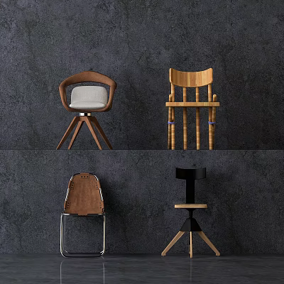 Stylish Leisure Chairs with Wooden Frames Leather Seats and Modern Design for Comfortable Home Use 3d model