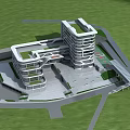 Modern Multi Story Building Featuring Green Roof Plaza Area And Parking Space