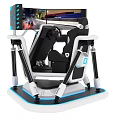 Professional Racing Simulator Setup With Adjustable Seat Steering Wheel And Display Screens