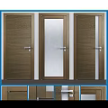 Modern Wooden Hinged Doors With Frosted Glass Panel And Silver Handles For Home