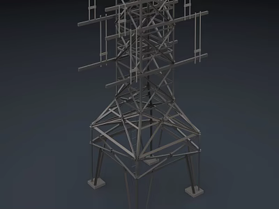 Industrial Equipment Steel Lattice Tower Structure With Heavy Duty Metal Framework And Stable Base 3d model